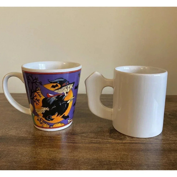 Halloween Coffee Mug Witch Pumpkins Festive Spooky Graphics Set 2 Parent Child - Picture 4 of 6